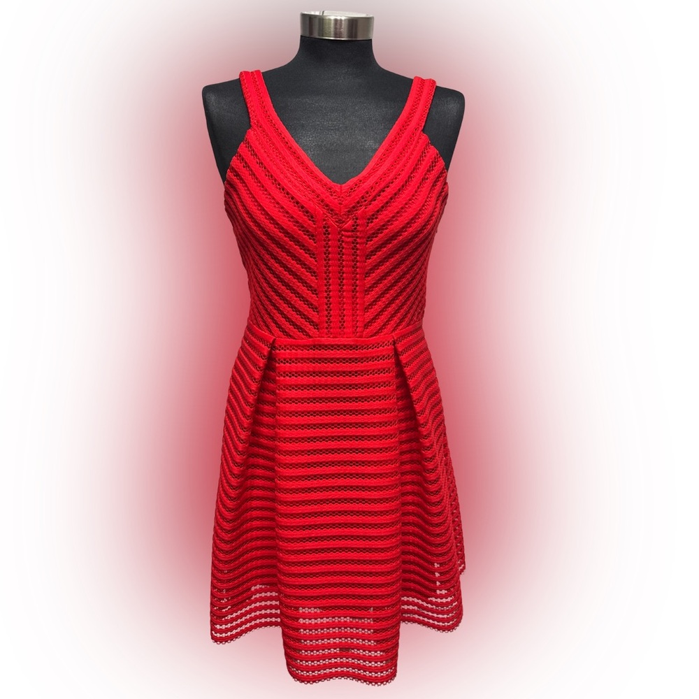 ❤️ Express Red Fit & Flare Crochet Dress – Size 8